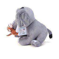 Babyhug Elephant with attached Monkey Soft Toy for Kids|Huggable Plush Animal Duo for Snuggles,Imaginative Play & Emotional Development|Cuddly Toy ideal for gifting|2+ Years|BIS|Height-30 cm