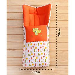 Babyhug Premium Muslin Sleeping Bag Racoon Print - Orange