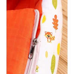Babyhug Premium Muslin Sleeping Bag Racoon Print - Orange