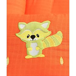 Babyhug Premium Muslin Sleeping Bag Racoon Print - Orange