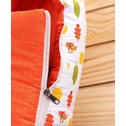 Babyhug Premium Muslin Sleeping Bag Racoon Print - Orange