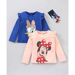 Babyhug Cotton Knit Full Sleeves T-Shirts Disney's Minnie & Daisy Printed Pack of 2 - Multicolour