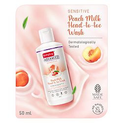 Babyhug Advanced Sensitive Peach Milk Head to Toe Wash Extra Gentle No Tear Formula For Sensitive Baby 2 In 1 Shampoo & Body Wash - 50 ml
