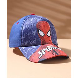 Babyhug Baby Summer Cap Spiderman Print Multicolor - Diameter 17.5 cm - 52 Multi Color