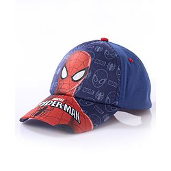 Babyhug Baby Summer Cap Spiderman Print Multicolor - Diameter 17.5 cm - 52 Multi Color
