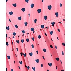 Babyhug Sleeveless Frock Hearts Print - Pink - 3-6m Pink