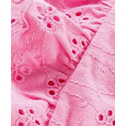 Babyhug 100% Cotton Schiffley Sleeveless Jumpsuit Solid Color - Pink