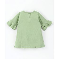 Babyhug 100% Cotton Half Sleeves Frock Hello Print - Green
