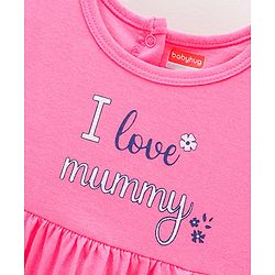 Babyhug 100% Cotton Full Sleeves Frocks Text Print Pack of 2 - Pink Turquoise