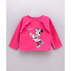 Babyhug Full Sleeves Top Minnie Mouse Print - Dark Pink
