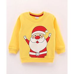 Babyhug Full Sleeves Sweatshirt Santa Claus Print - Yellow