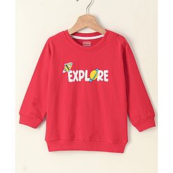 Babyhug Full Sleeves Sweatshirt Text Print - Red