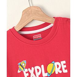 Babyhug Full Sleeves Sweatshirt Text Print - Red
