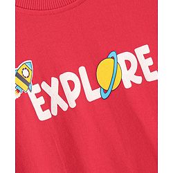 Babyhug Full Sleeves Sweatshirt Text Print - Red