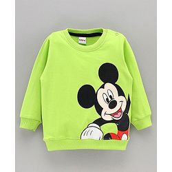 Babyhug Full Sleeves Sweatshirt Mickey Mouse Print - Lime Green