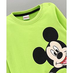 Babyhug Full Sleeves Sweatshirt Mickey Mouse Print - Lime Green