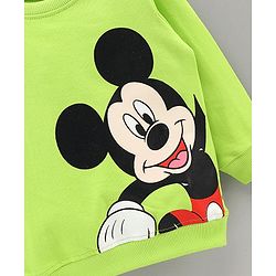 Babyhug Full Sleeves Sweatshirt Mickey Mouse Print - Lime Green