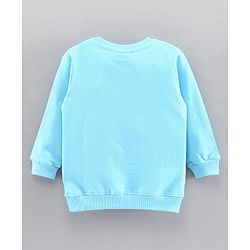 Babyhug Full Sleeves Sweatshirt Spaceship Print - Sky Blue