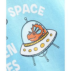 Babyhug Full Sleeves Sweatshirt Spaceship Print - Sky Blue