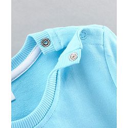 Babyhug Full Sleeves Sweatshirt Spaceship Print - Sky Blue