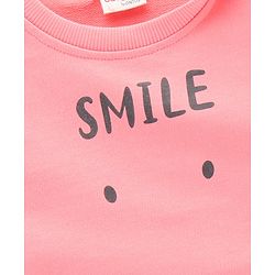 Babyhug Full Sleeves Sweatshirt Smiley Print - Light Pink