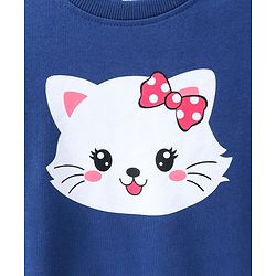 Babyhug Full Sleeves Sweatshirt Kitty Print - Navy Blue