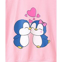 Babyhug Full Sleeves Sweatshirt Penguin Print - Light Pink