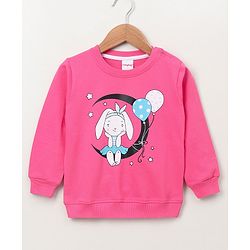 Babyhug Full Sleeves Sweatshirt Moon Print - Pink