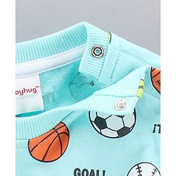 Babyhug Full Sleeves Sweatshirt with Sports Balls Print - Light Blue