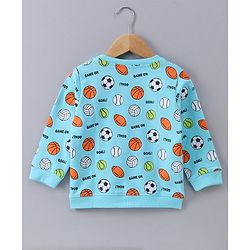 Babyhug Full Sleeves Sweatshirt with Sports Balls Print - Light Blue