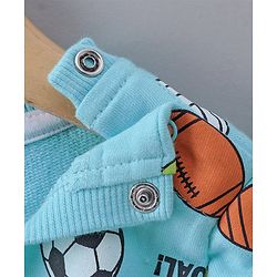 Babyhug Full Sleeves Sweatshirt with Sports Balls Print - Light Blue