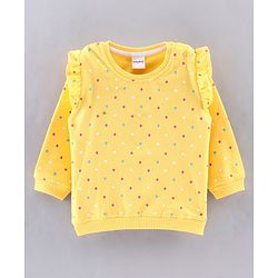 Babyhug Full Sleeves Dots Print Sweatshirt - Yellow