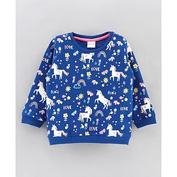Babyhug Full Sleeves Sweatshirt Multi Print - Navy Blue