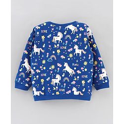 Babyhug Full Sleeves Sweatshirt Multi Print - Navy Blue