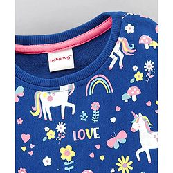 Babyhug Full Sleeves Sweatshirt Multi Print - Navy Blue