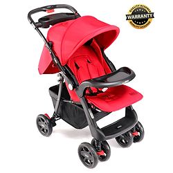 Babyhug Wander Buddy Stroller With Rear Parent Utility Box With Cup Holder - Red