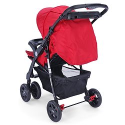 Babyhug Wander Buddy Stroller With Rear Parent Utility Box With Cup Holder - Red