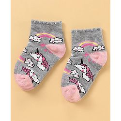 Cute Walk by Babyhug Anti Bacterial Ankle Length Socks Pack of 3 - White Grey