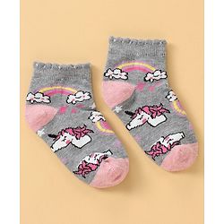 Cute Walk by Babyhug Anti Bacterial Ankle Length Socks Pack of 3 - White Grey