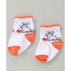 Cute Walk by Babyhug Cotton Blend Ankle Length Anti Bacterial Socks Floral Design Pack of 3 - Blue