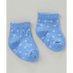 Cute Walk by Babyhug Cotton Blend Ankle Length Anti Bacterial Socks Floral Design Pack of 3 - Blue