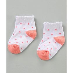 Cute Walk by Babyhug Cotton Blend Ankle Length Anti Bacterial Socks Floral Design Pack of 3 - Orange Pink