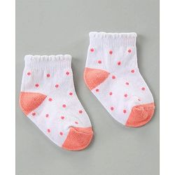 Cute Walk by Babyhug Cotton Blend Ankle Length Anti Bacterial Socks Floral Design Pack of 3 - Orange Pink