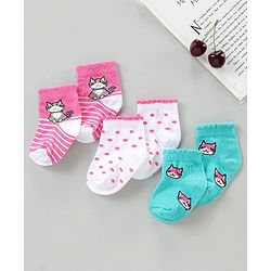 Cutewalk By Babyhug Anti-Bacterial Ankle Length Socks Cars Print Pack Of 3 - Blue & White main image 1