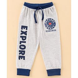 Babyhug Full Sleeves Night Suit Rocket Print - Navy Blue Light Grey