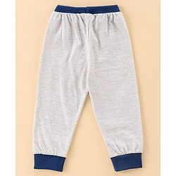 Babyhug Full Sleeves Night Suit Rocket Print - Navy Blue Light Grey