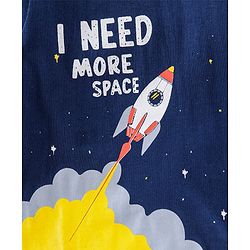 Babyhug Full Sleeves Night Suit Rocket Print - Navy Blue Light Grey