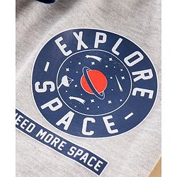 Babyhug Full Sleeves Night Suit Rocket Print - Navy Blue Light Grey