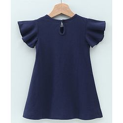Babyhug Half Sleeves Night Gown Fairy Print - Navy Blue