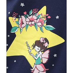 Babyhug Half Sleeves Night Gown Fairy Print - Navy Blue
